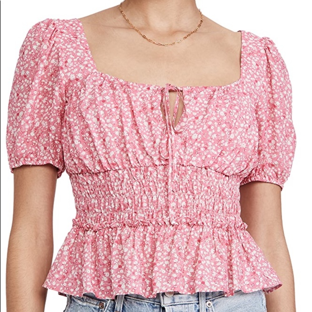 WAYF Smocked Waist Sleeve Top